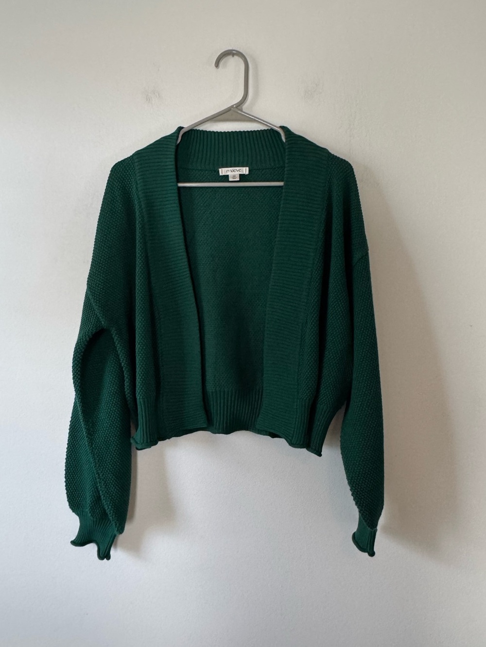 Anthropologie Maeve Short Waffle Cardigan Sweater Kelly Green One Size